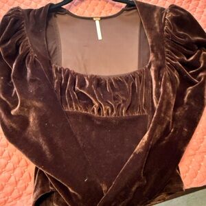 FP Movement by Free People Brown Velvet Blouse